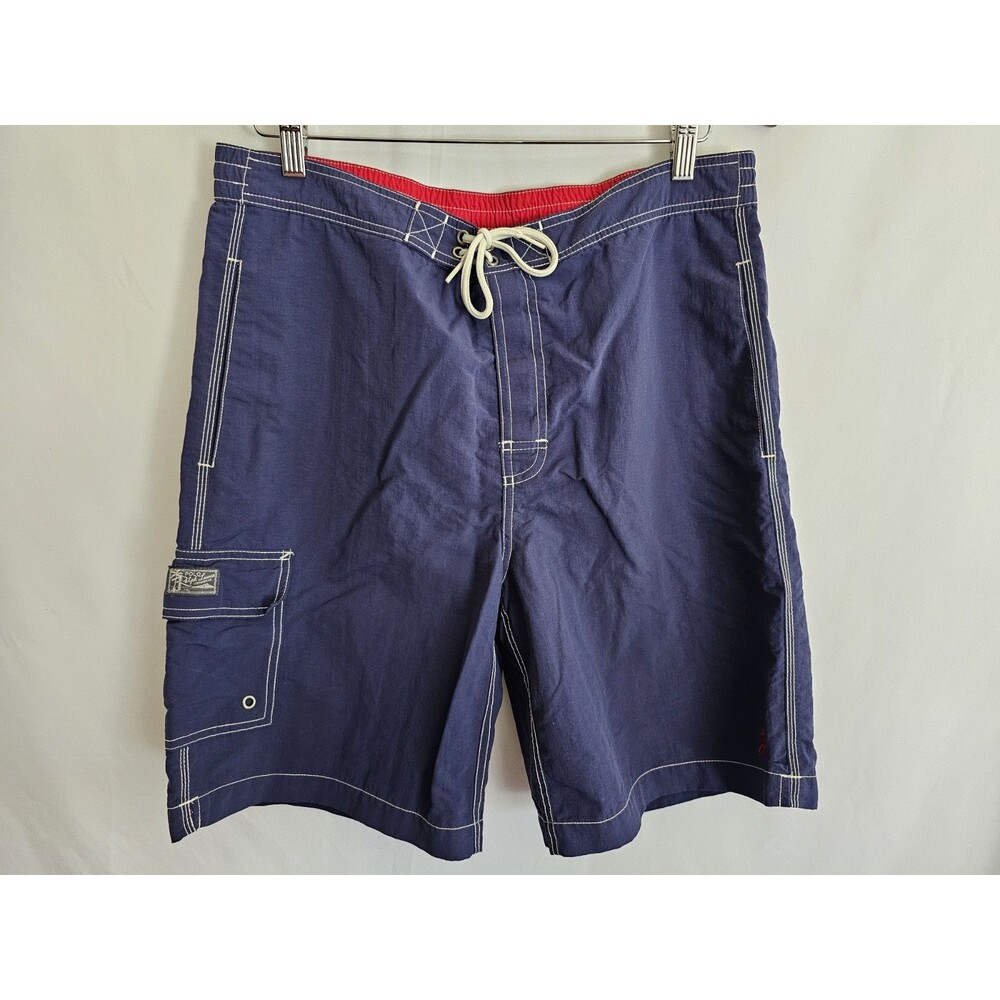 Vintage Polo Ralph Lauren Swim Trunks Medium Navy Blue Pocket Shorts Size Medium